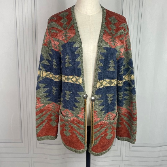 Lauren Ralph Lauren Sweaters - Ralph Lauren RLR-Hand-Knit-Western/Southwestern-Sweater Cardigan-Petite Large